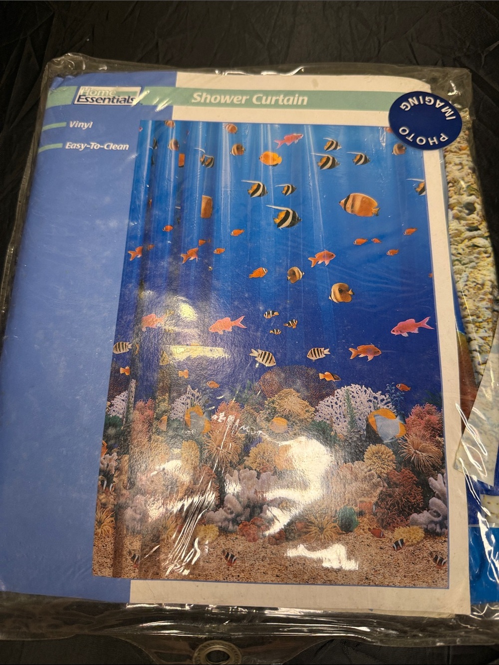 Home Essentials Blue Ocean Reef Fish Shower Curtain with Orange Accents